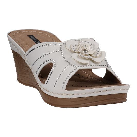 Women's Fiora White Floral Wedge Sandals