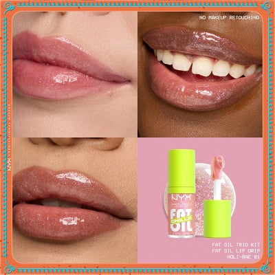 NYX Professional Makeup Fat Oil Lip Drip Holiday Trio Lip Gloss 3 pc - Imperfect Box