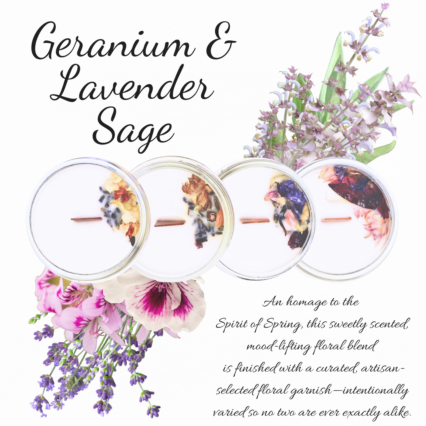 Geranium & Lavender Sage | Essential Oil | 3 oz Jar Candle