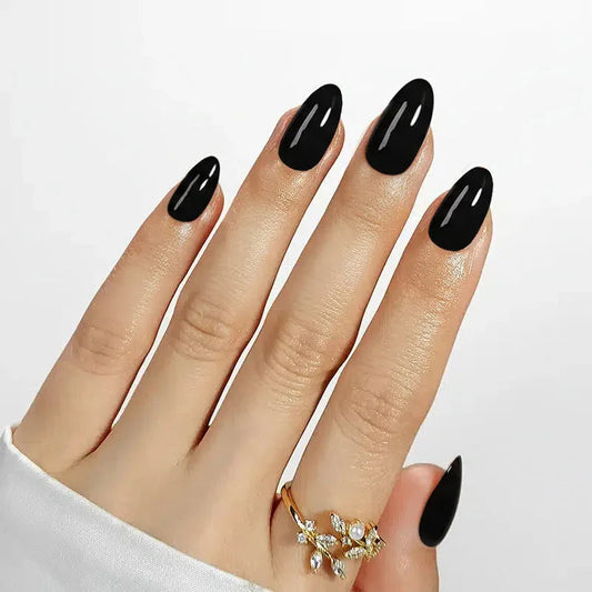 Black Almond Nails - Press on Nails
