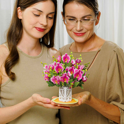 Orchid Flower Bouquet Pop-Up Card with Keepsake