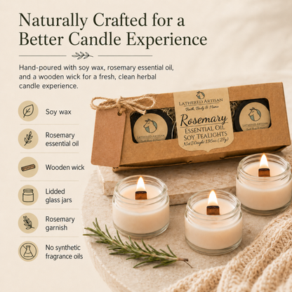 Rosemary | Essential Oil | Glass Jar Tealight Candles