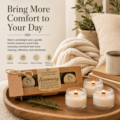 Rosemary | Essential Oil | Glass Jar Tealight Candles