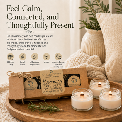 Rosemary | Essential Oil | Glass Jar Tealight Candles