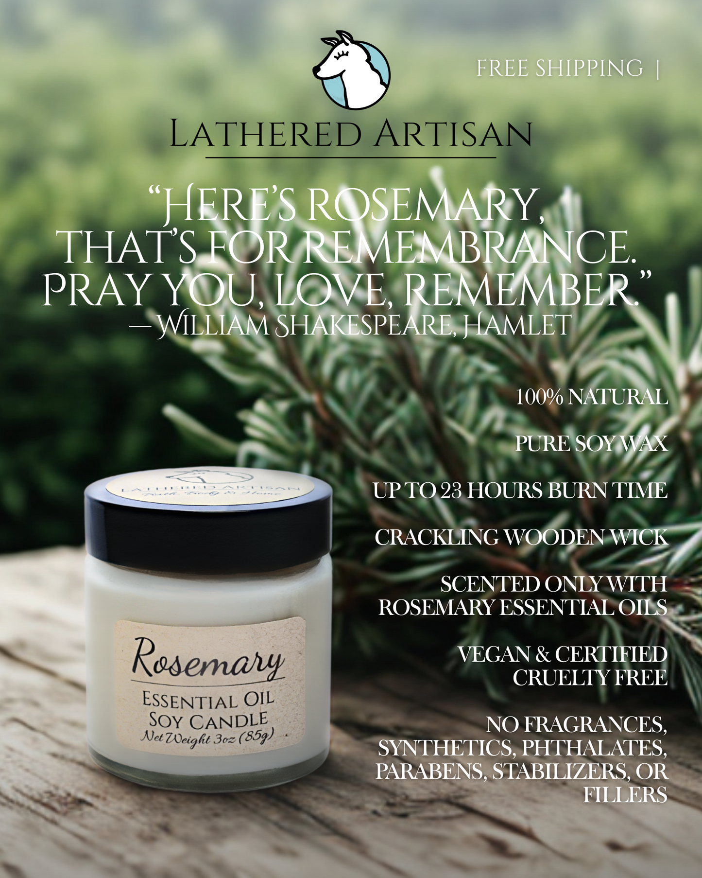 Rosemary | Essential Oil | 3 oz Jar Candle