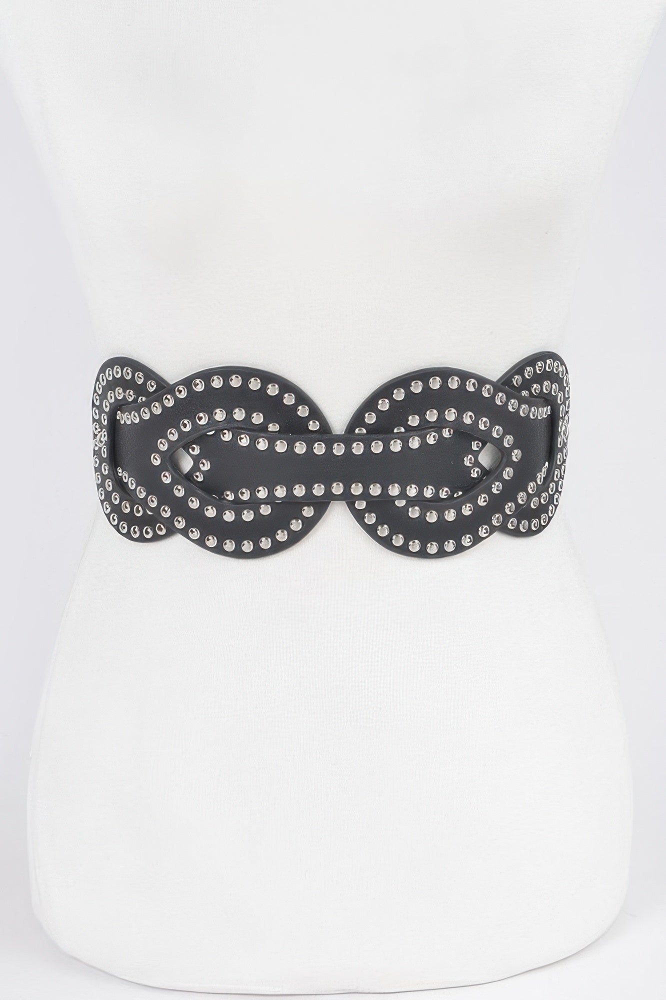 Faux Leather Metal Studded Elastic Belt - It's a Girly Place