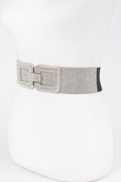 Rhinestone Buckle Plus Size Elastic Belt - It's a Girly Place