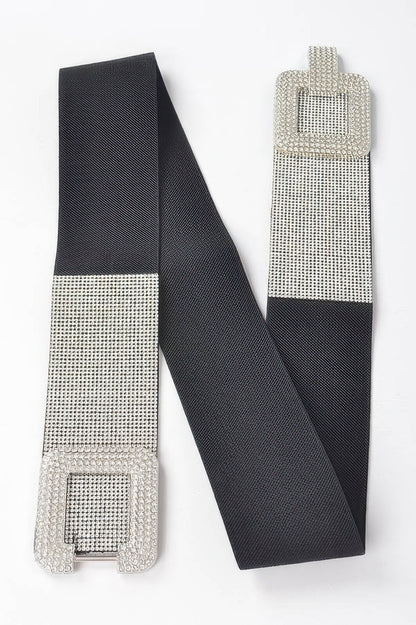 Rhinestone Buckle Plus Size Elastic Belt - It's a Girly Place