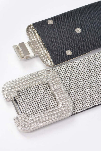 Rhinestone Buckle Plus Size Elastic Belt - It's a Girly Place