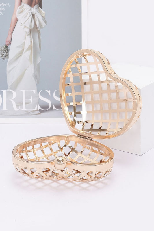 Metal Heart Shape Mini Clutch - It's a Girly Place