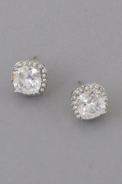 Rounded Square Rhinestone Earrings - It's a Girly Place