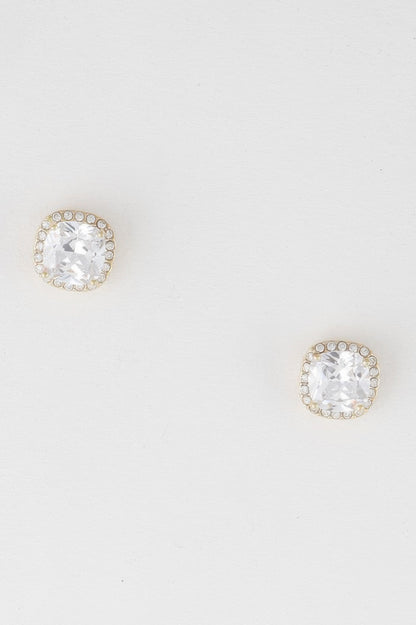 Rounded Square Rhinestone Earrings - It's a Girly Place