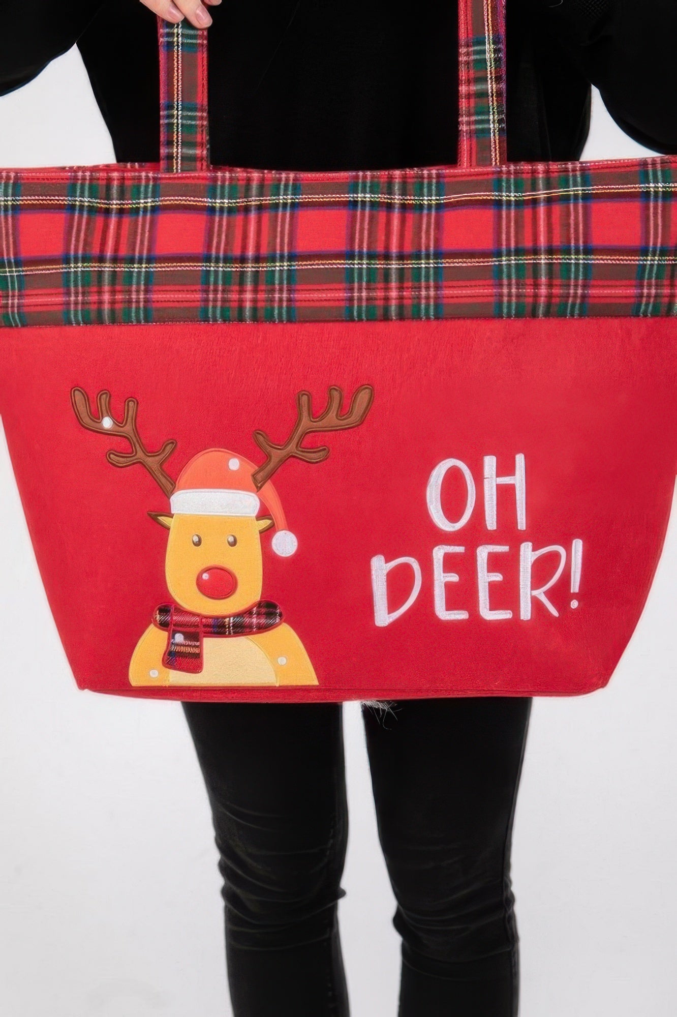 Oh Deer Letter Reindeer Christmas Tote Bag - It's a Girly Place
