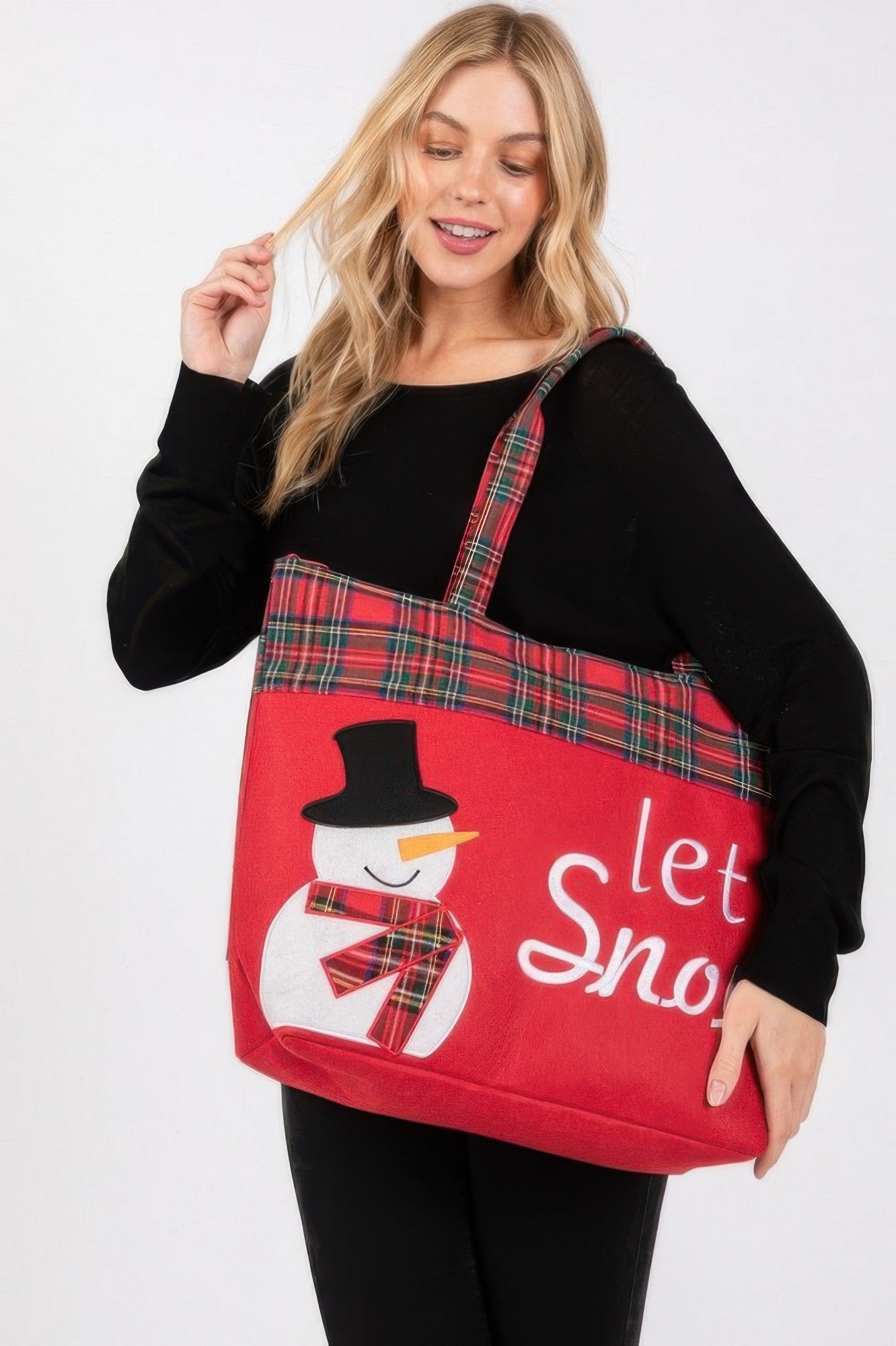 Let It Snow Letter Snowman Christmas Tote Bag - It's a Girly Place