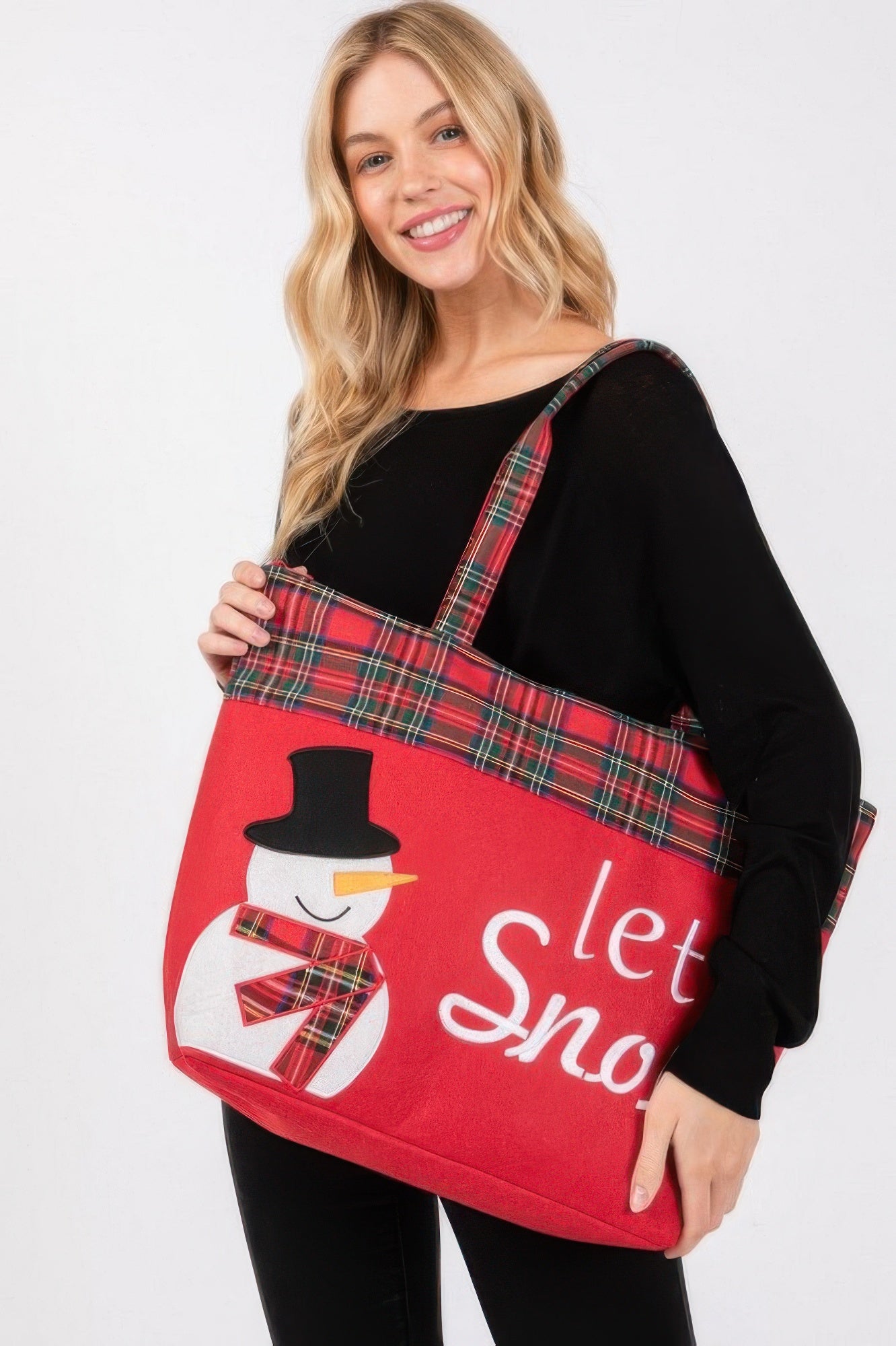 Let It Snow Letter Snowman Christmas Tote Bag - It's a Girly Place