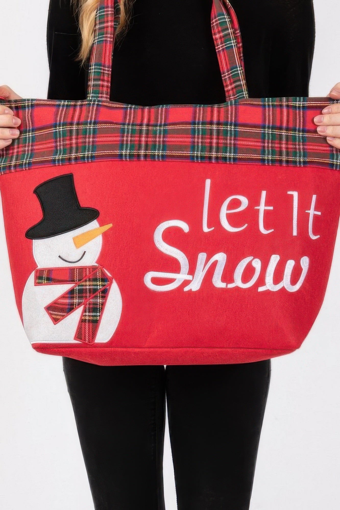 Let It Snow Letter Snowman Christmas Tote Bag - It's a Girly Place