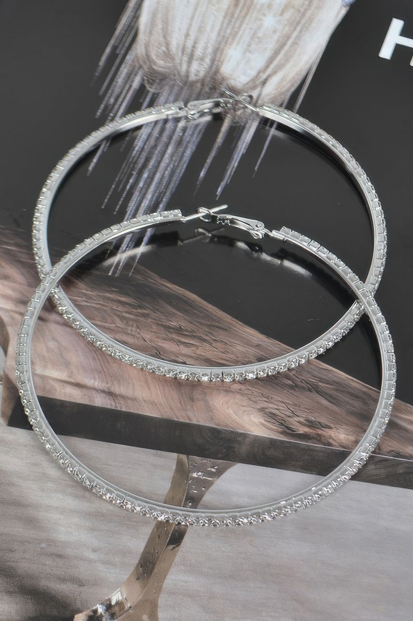 8cm Double Rhinestone Hoop Earrings - It's a Girly Place