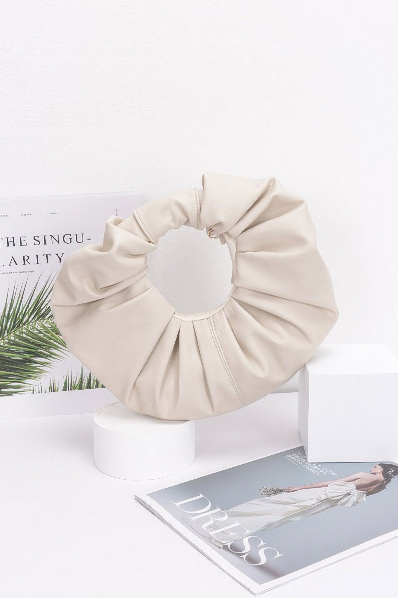 Faux Leather Pleated Handle Clutch - It's a Girly Place