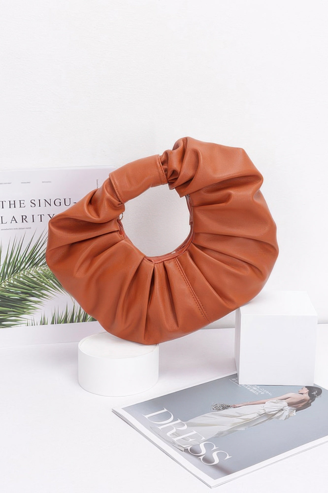 Faux Leather Pleated Handle Clutch - It's a Girly Place