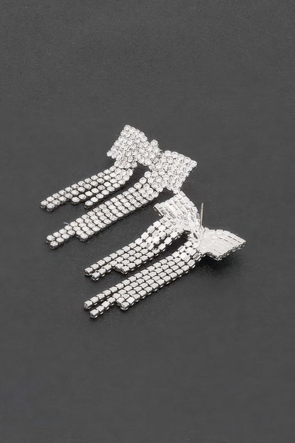 Rhinestone Ribbon Earrings - It's a Girly Place