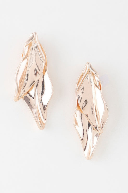 Shiny Double Leaf Drop Earrings - It's a Girly Place