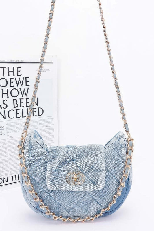 Quilted Washed Denim Crossbody Bag - It's a Girly Place