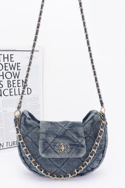 Quilted Washed Denim Crossbody Bag - It's a Girly Place