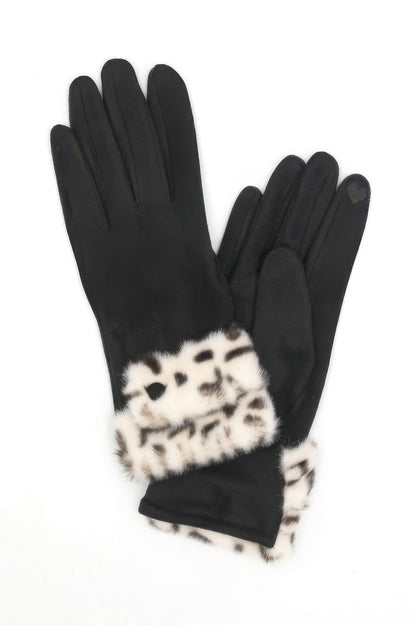 Leopard Faux Fur Cuff Smart Touch Gloves - It's a Girly Place