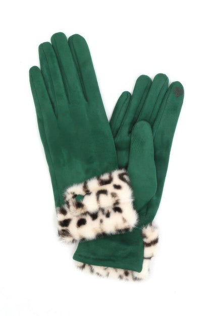 Leopard Faux Fur Cuff Smart Touch Gloves - It's a Girly Place