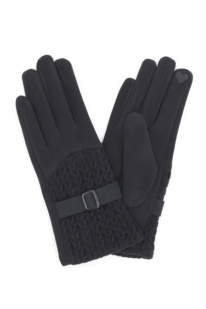 Cable And Band Detailed Smart Touch Gloves - It's a Girly Place