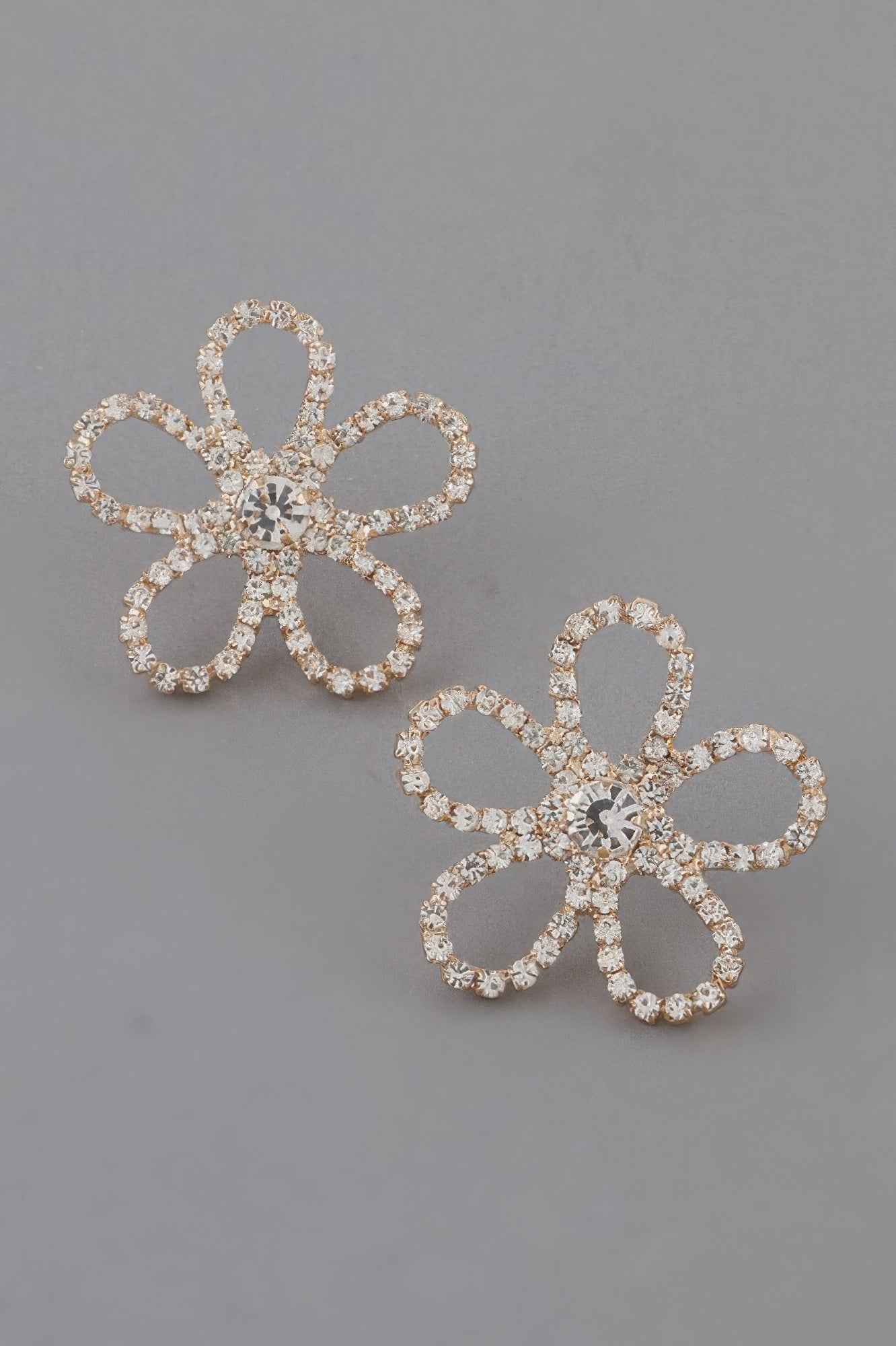 Rhinestone Flower Stud Earrings