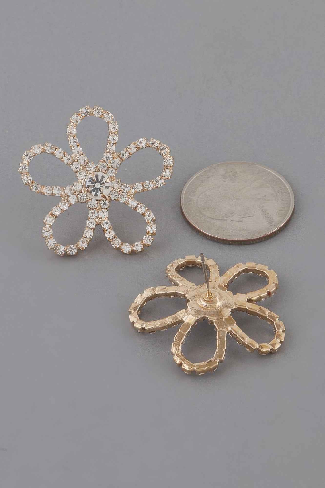 Rhinestone Flower Stud Earrings