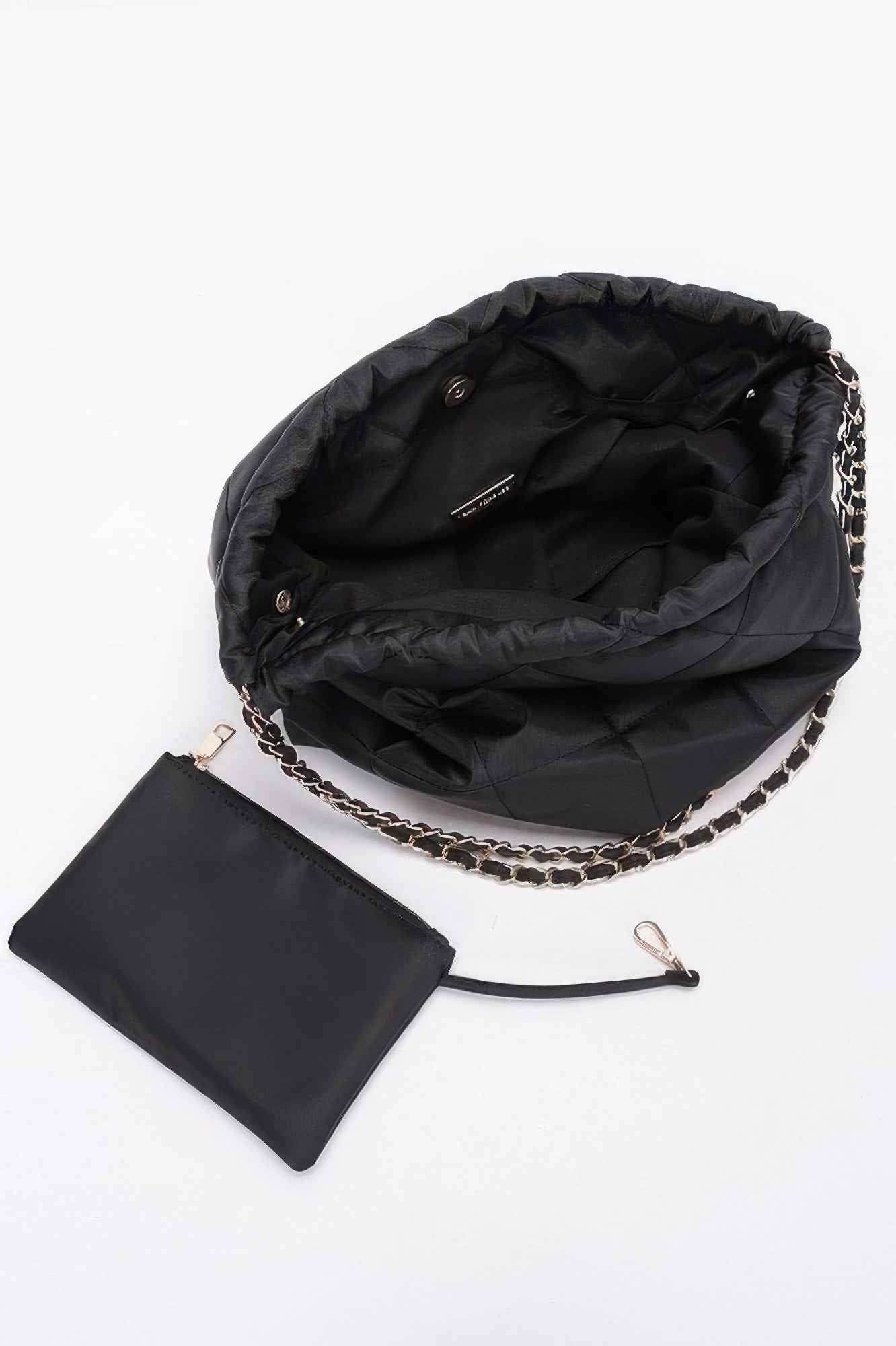 Quilted Padding Nylon Metal Chain Shoulder Bag