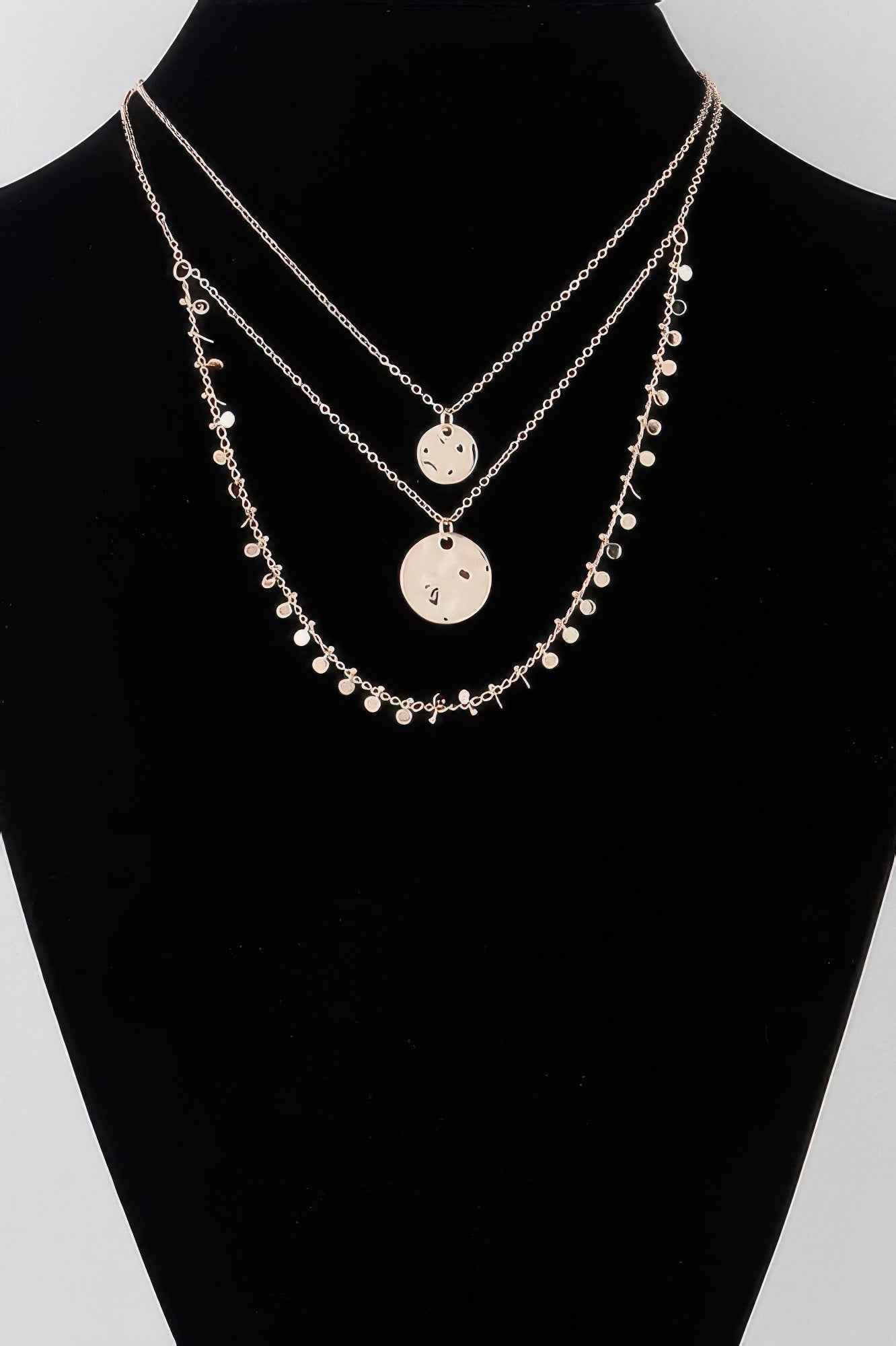 Triple Disc Charm Chain Necklace