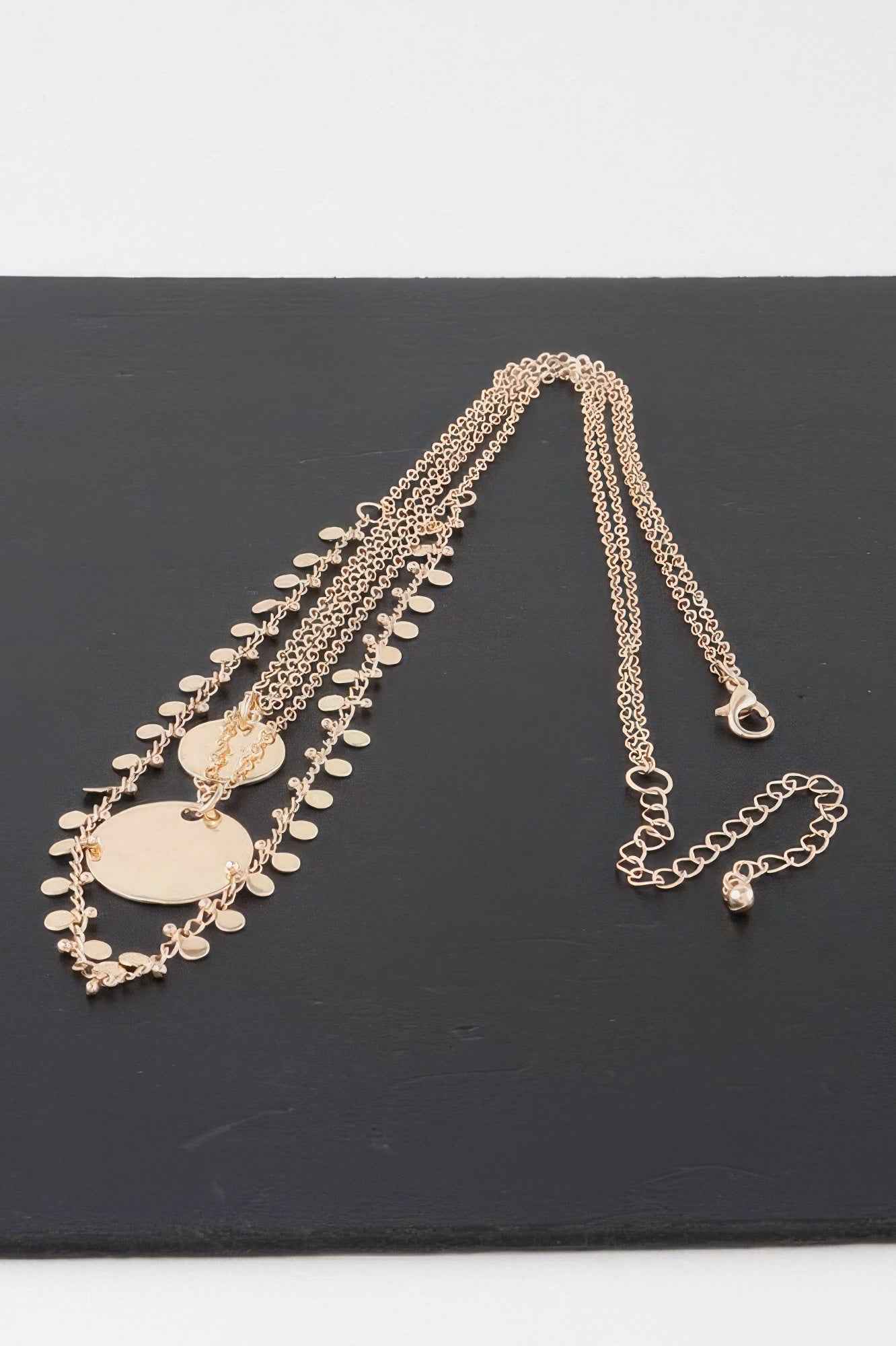 Triple Disc Charm Chain Necklace