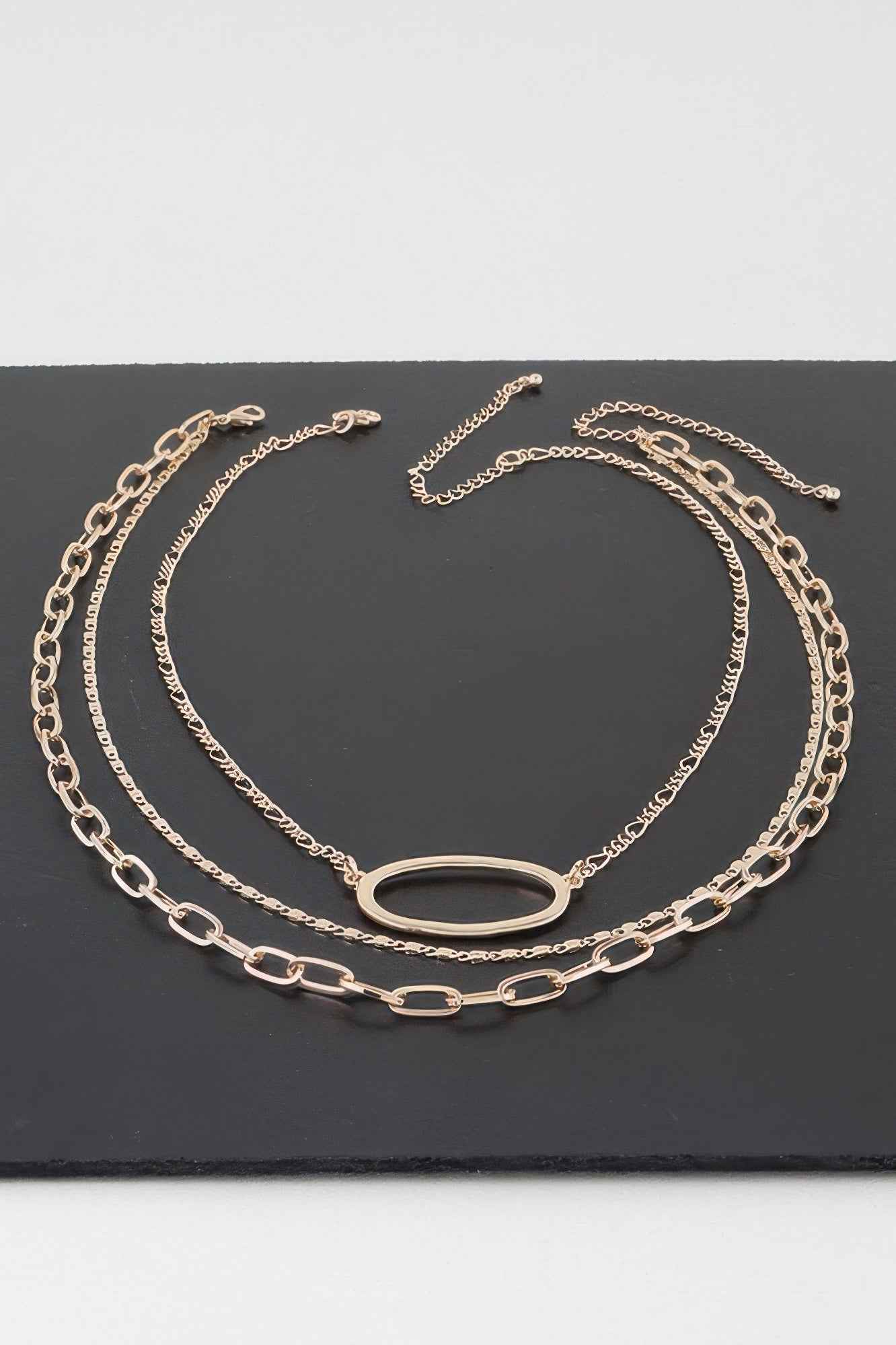Triple Open Oval Chain Necklace