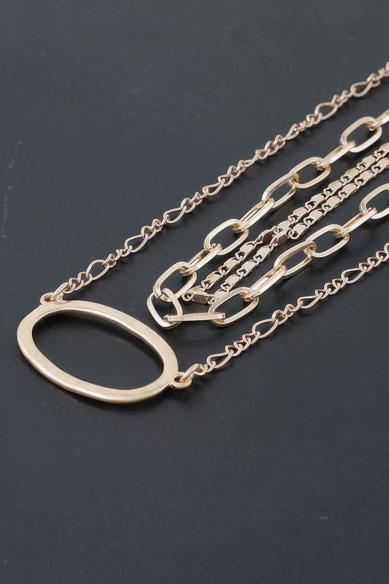 Triple Open Oval Chain Necklace