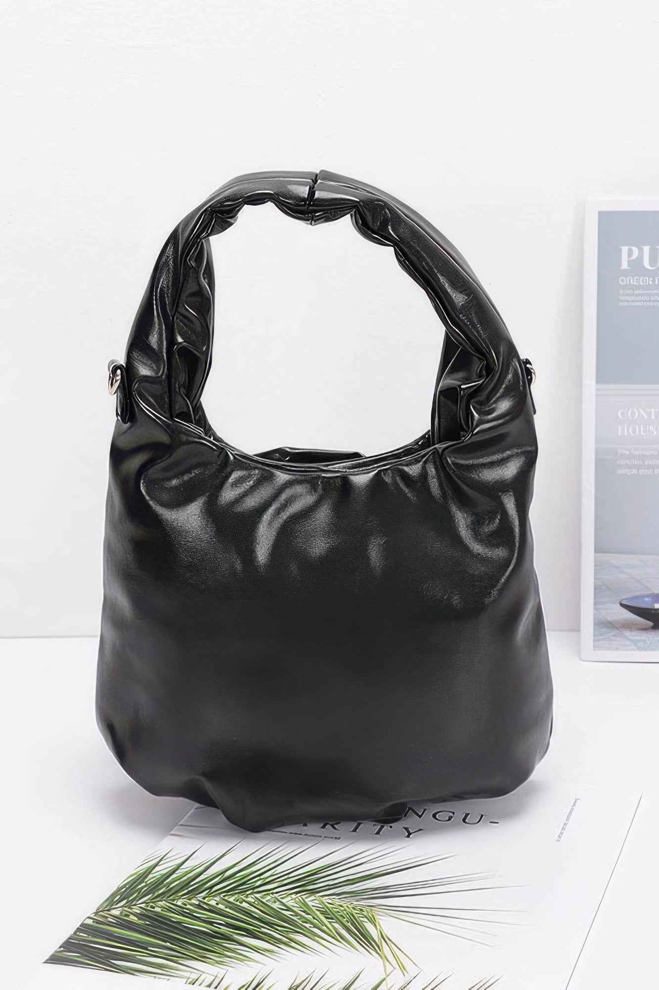 Metallic Big Flower Handle Bag