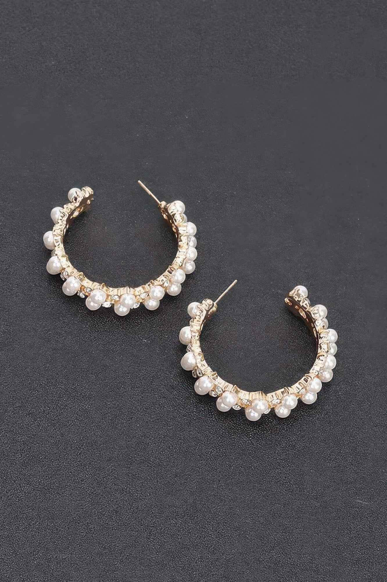 Pearl-embellished Gold Hoop Earrings