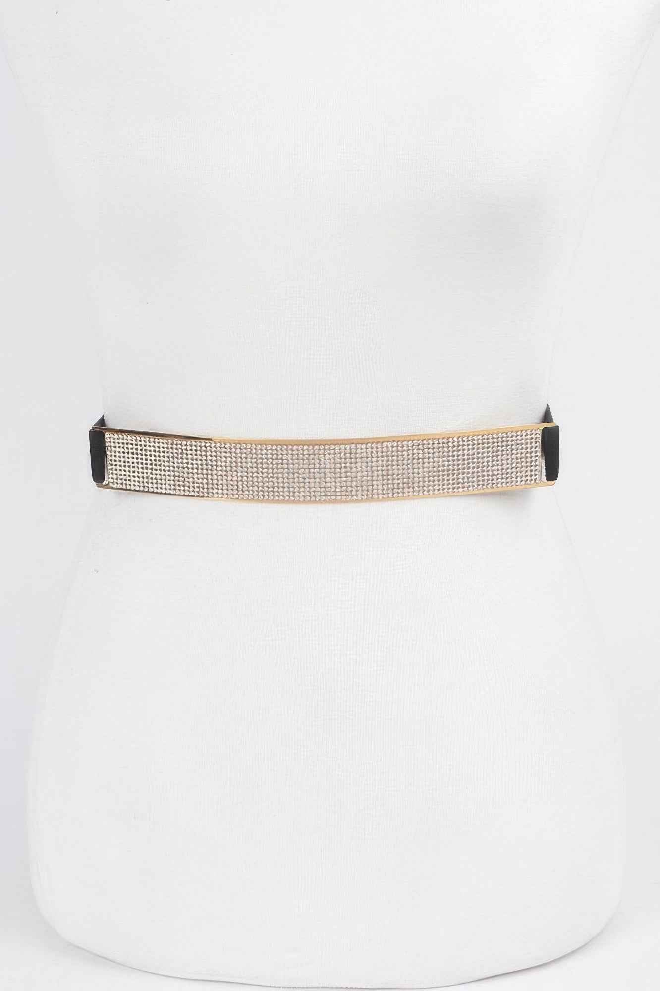 Rhinestone Metal Plate Elastic Belt