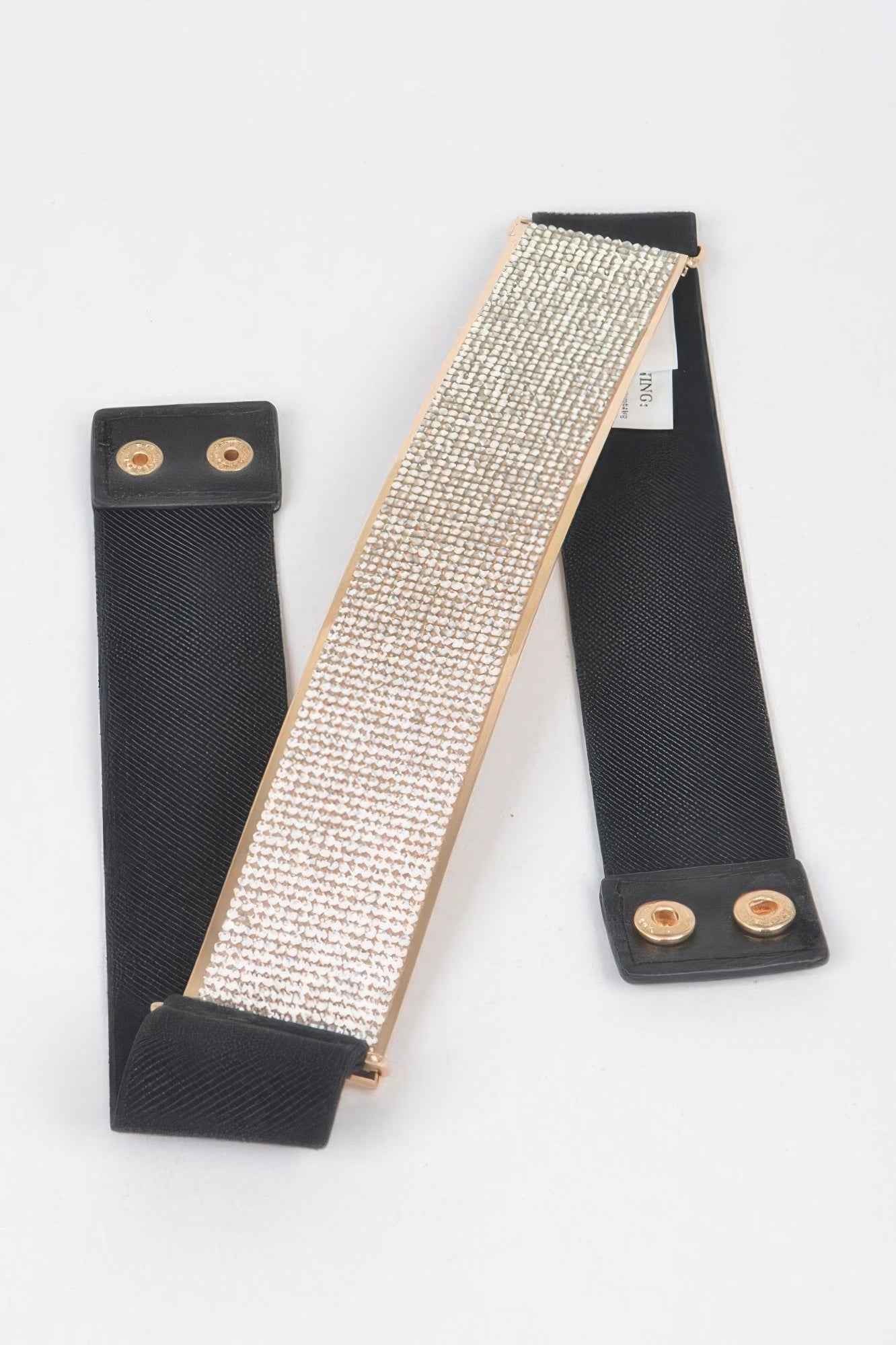 Rhinestone Metal Plate Elastic Belt