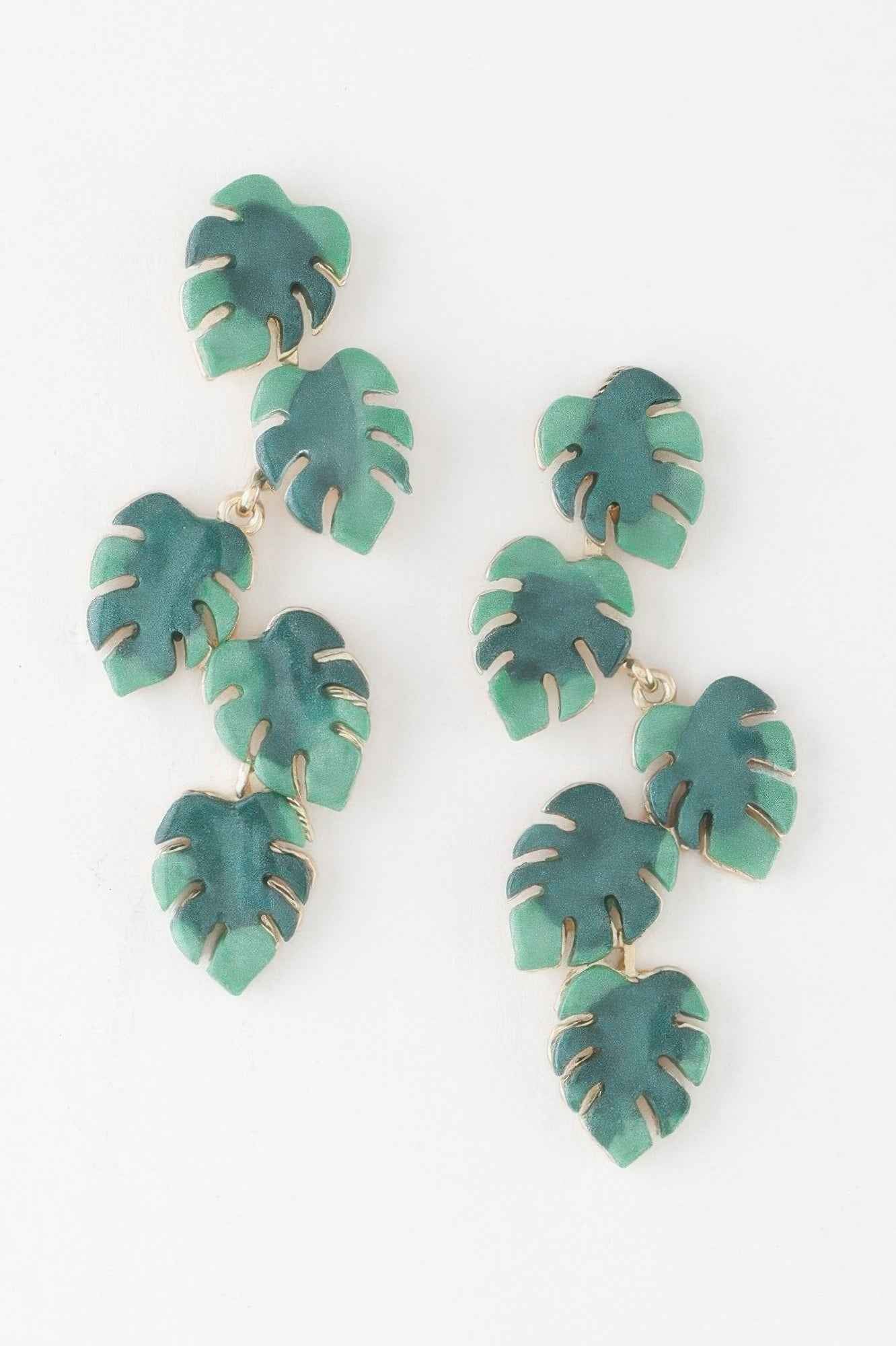 Monstera Leaf Drop Earrings