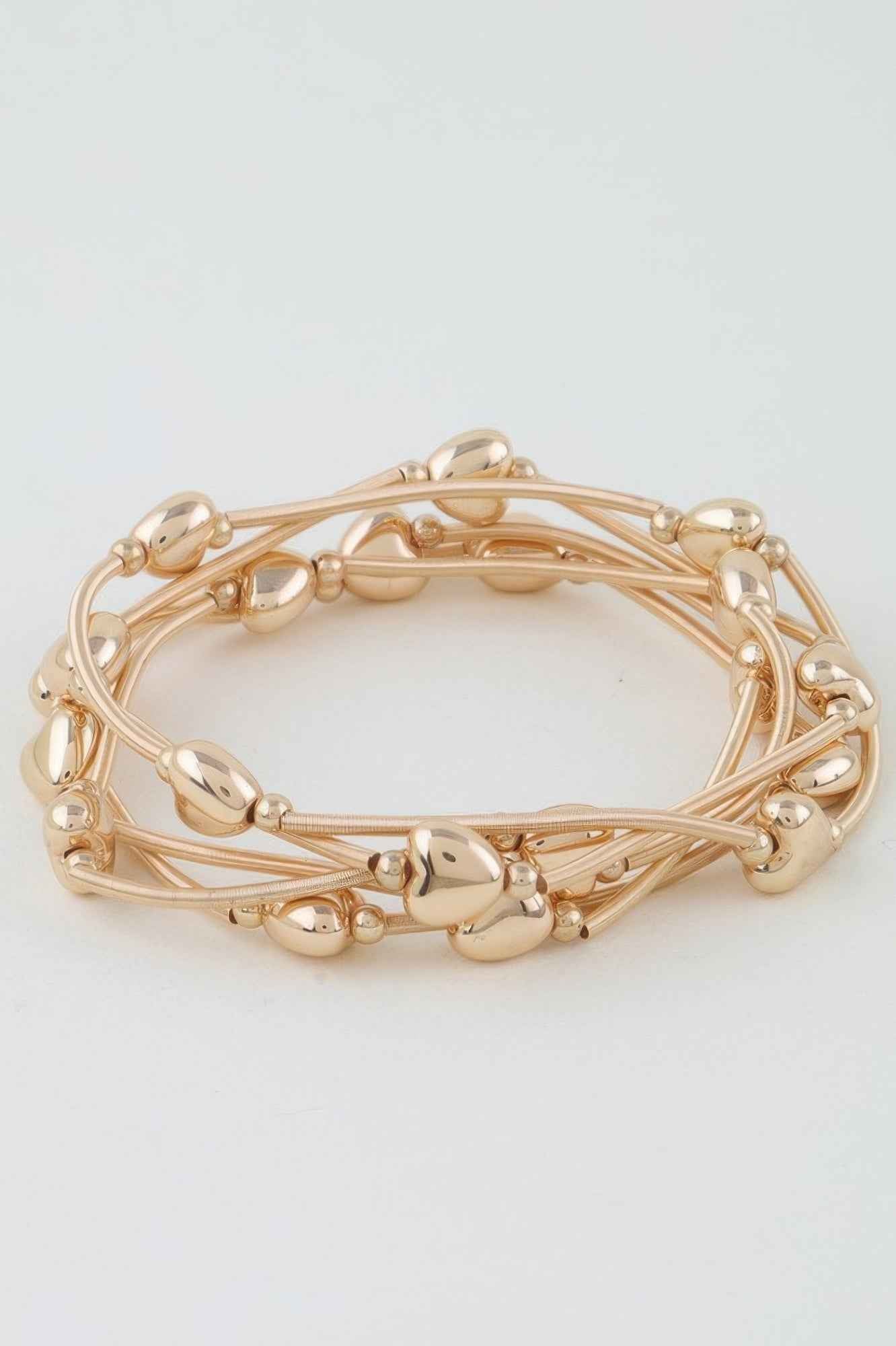 Shiny Heart Tube Beaded Bracelet