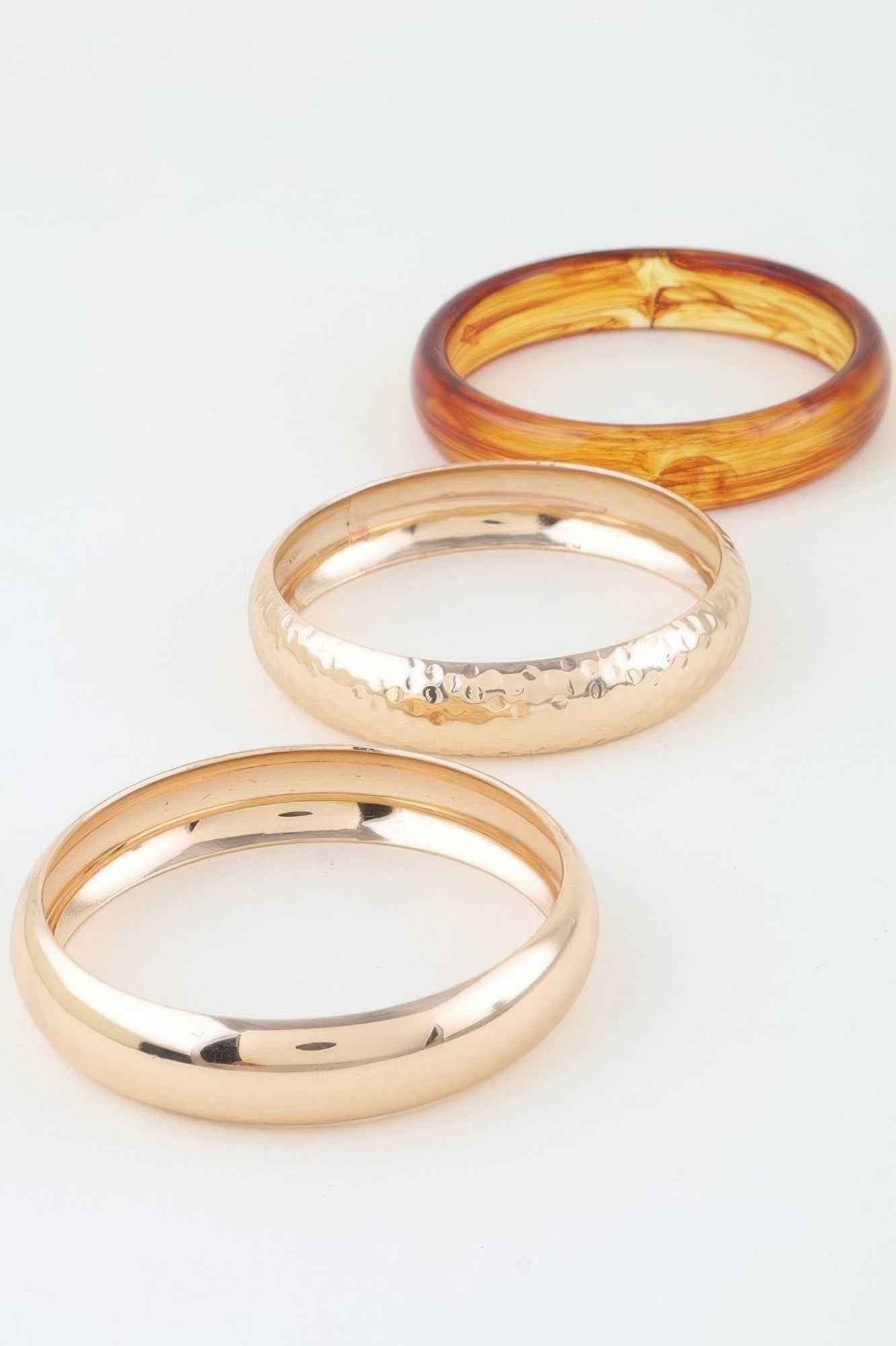 Wide Hammered Stone Bangle Bracelet