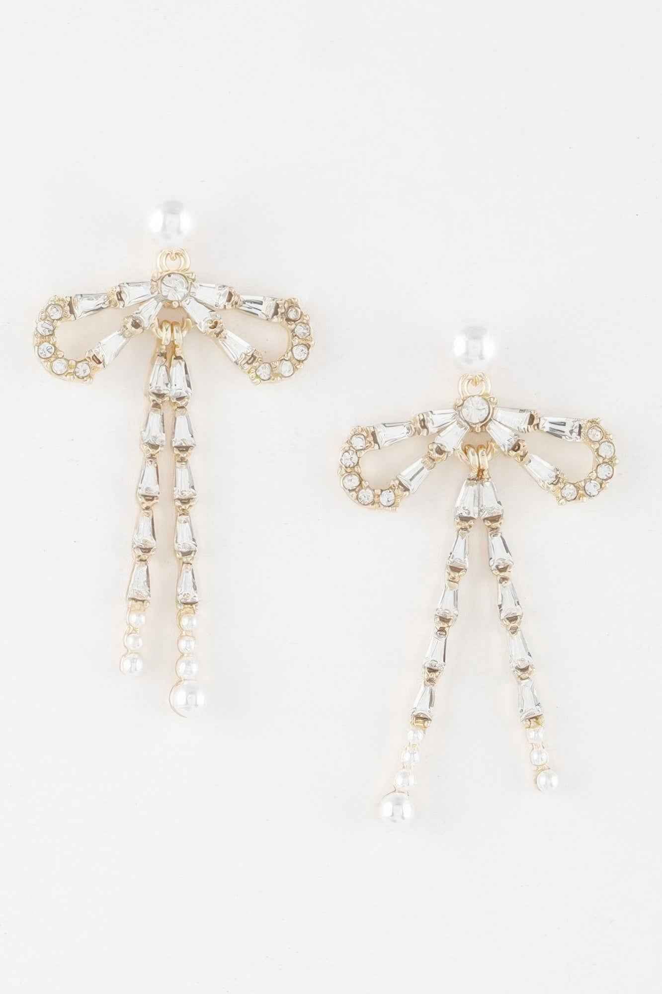Crystal Pearl Ribbon Earrings