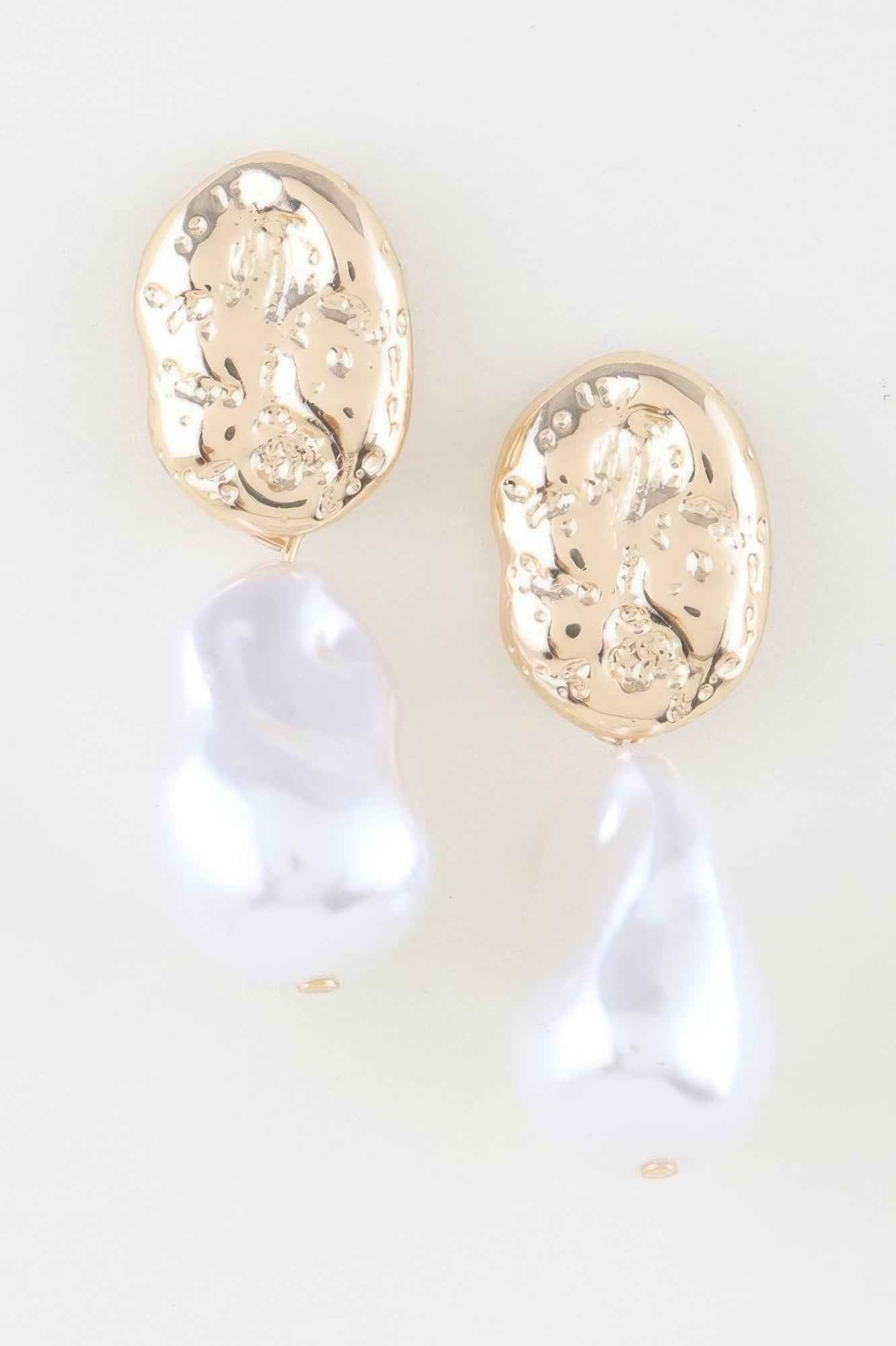 Abstract Pearl Stone Drop Earrings