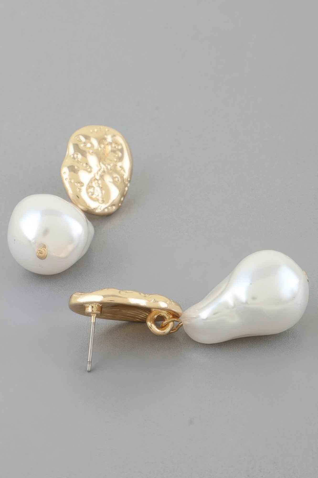 Abstract Pearl Stone Drop Earrings
