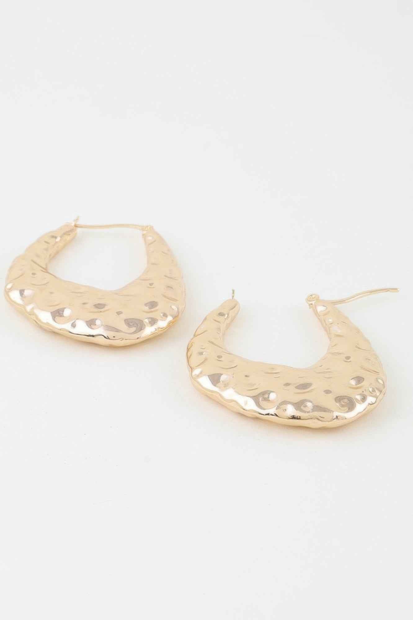Hammered Moon Hoop Earrings