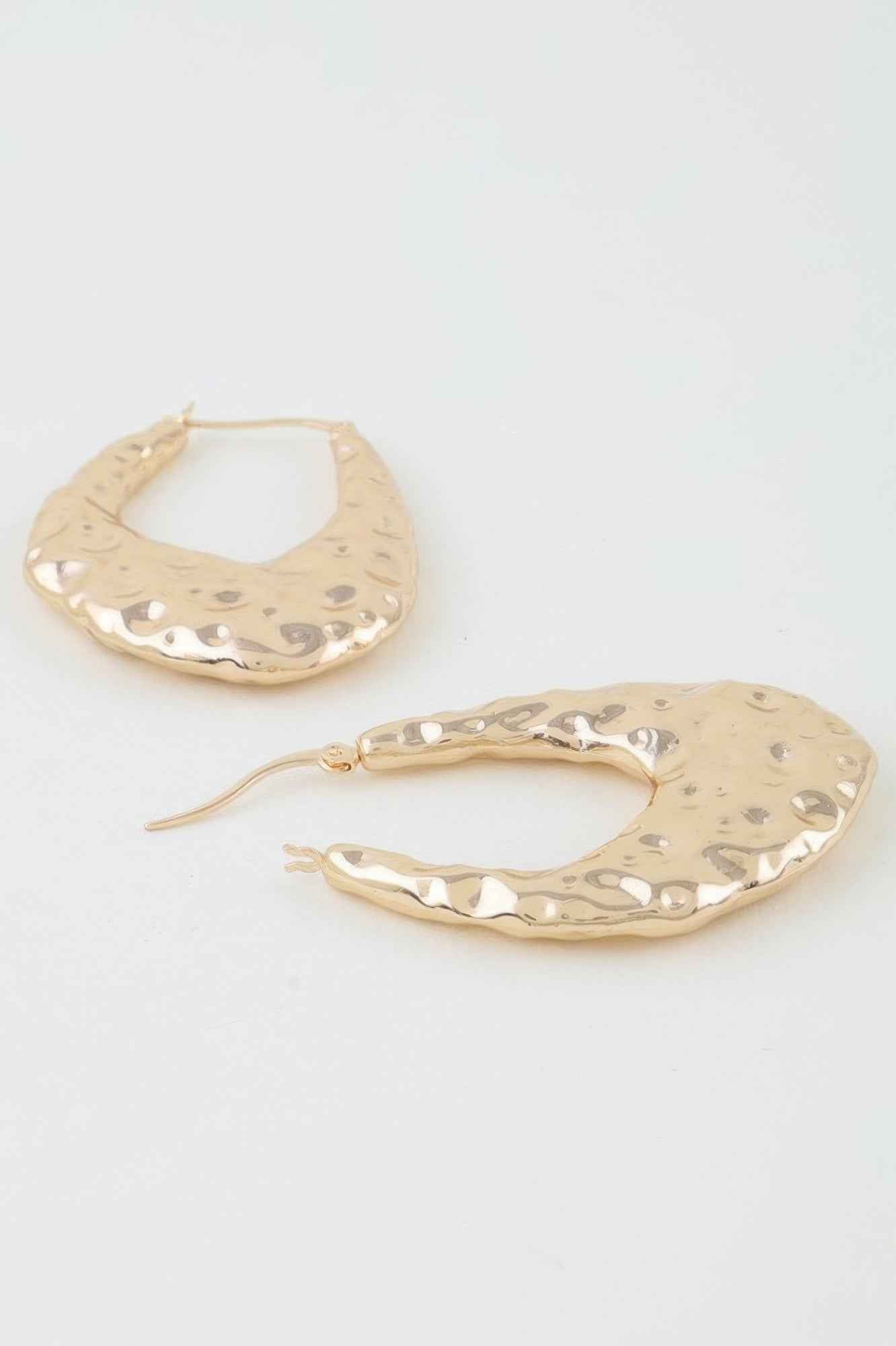 Hammered Moon Hoop Earrings