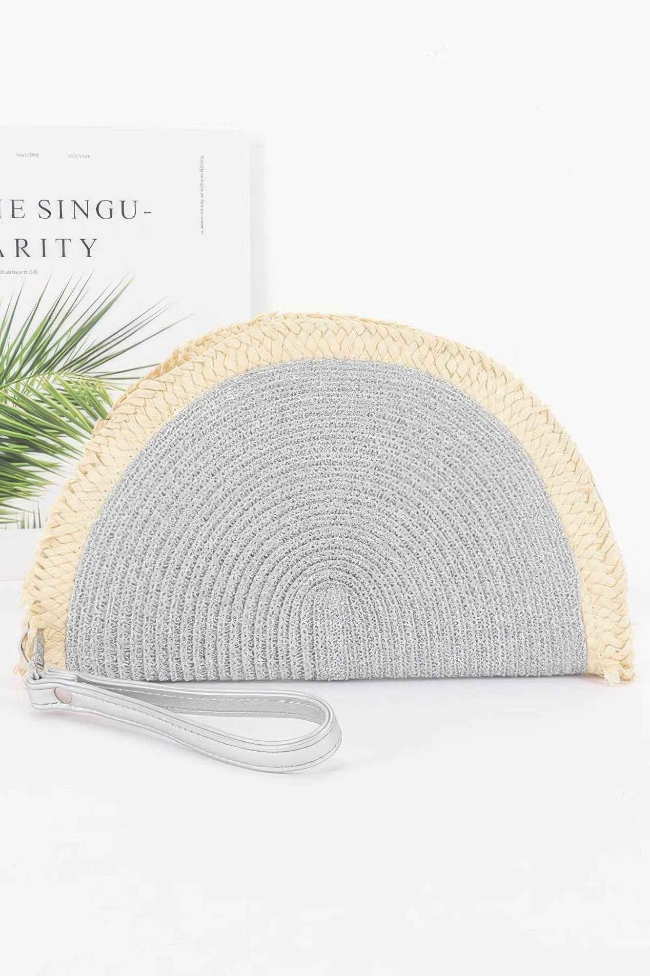 Metallic Faux Straw Clutch